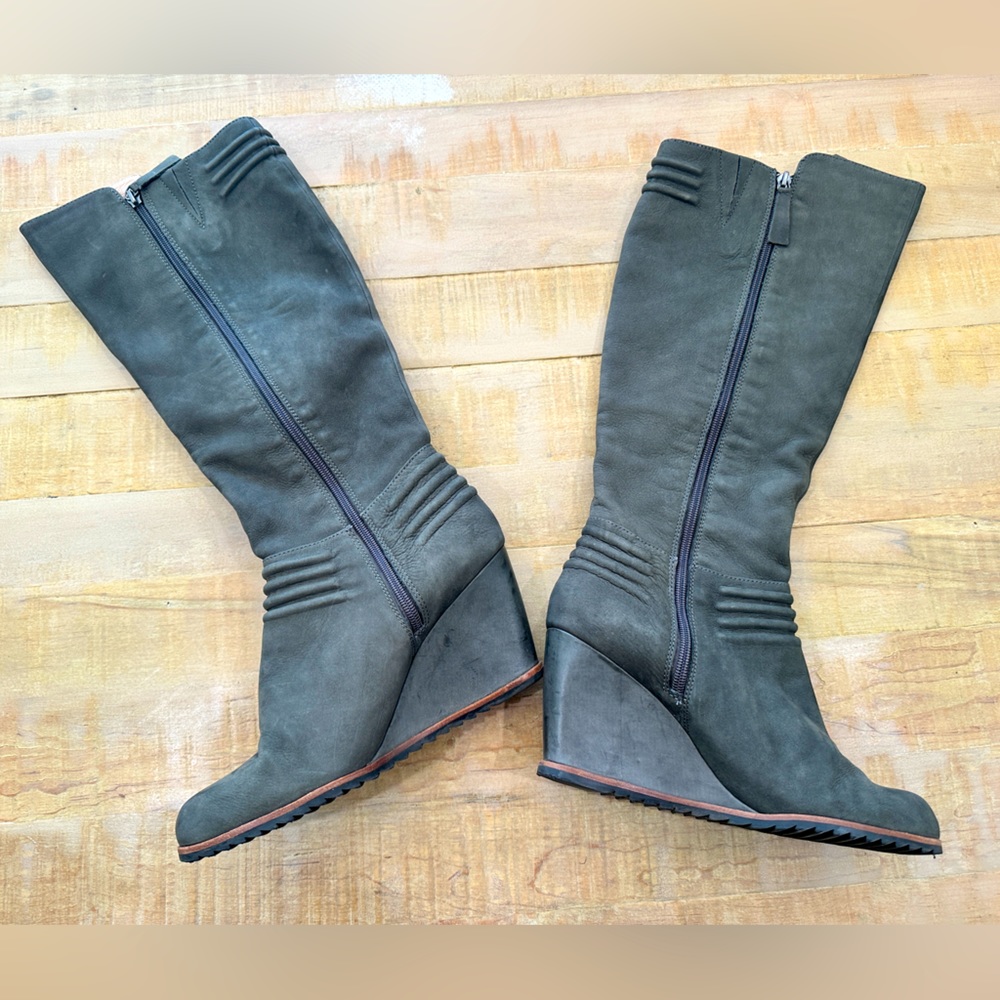 Biala Aurora Nordstrom wedge knee high leather grey boots 👢 shoes heels
